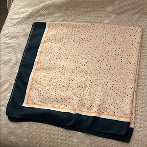 Banana Republic Navy Blue and Pink Polka Dot Silk Scarf